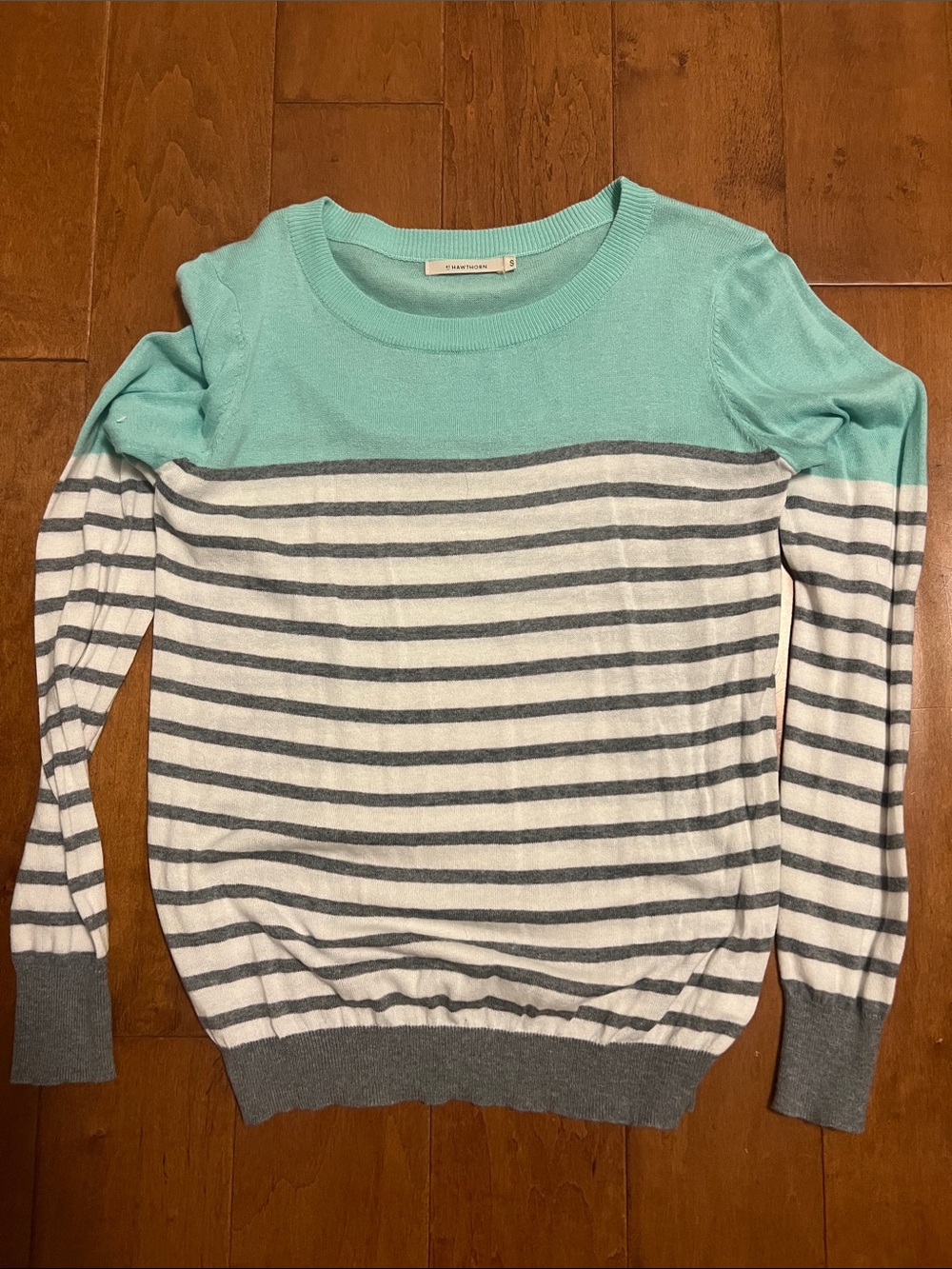 41 Hawthorn Mint and Gray Striped Crewneck Sweater